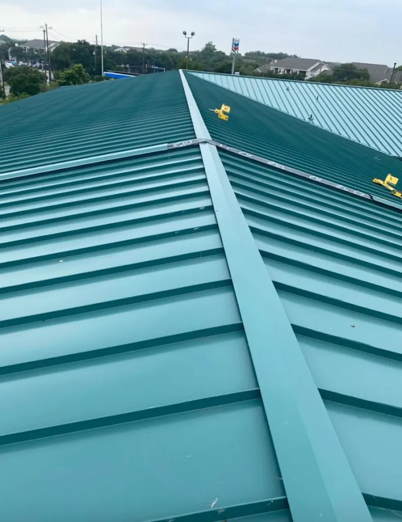 Green commercial metal roof ridge and valley for Metal Roof Repair in Lake Elsinore